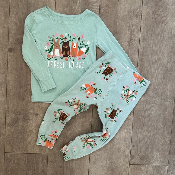 Old Navy 2T Toddler Girl Snug Fit Pajamas Whimsical Forest Theme vguc - Picture 6 of 12